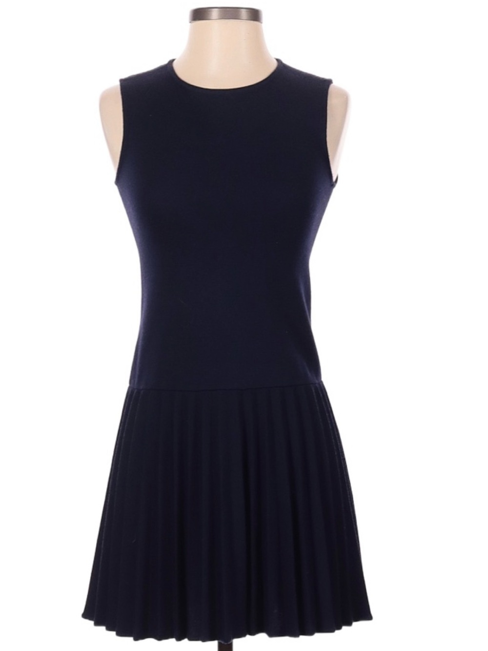 Theory - Sleeveless Navy Pleated Hem Dress